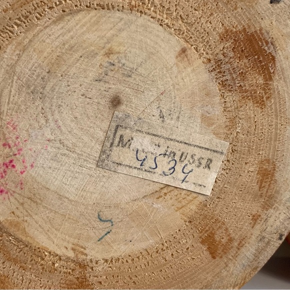 VTG Lot Russian USSR Wooden Folk Art Vase Canister Jar Lids Painted Marked READ - Picture 12 of 16